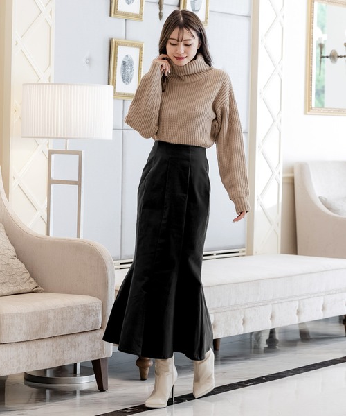 Julia Boutique（ジュリアブティック）の「フロントスリットマーメイドスカート/22642（スカート・レディース・ブラウン系/ブラック/グレー/オートミール・ONE）」の5枚目の写真