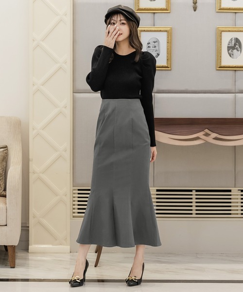 Julia Boutique（ジュリアブティック）の「フロントスリットマーメイドスカート/22642（スカート・レディース・ブラウン系/ブラック/グレー/オートミール・ONE）」の10枚目の写真