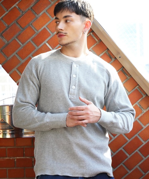 HOUSTON（ヒューストン）の「HOUSTON ヘンリーサーマル（Tシャツ/カットソー・メンズ・ネイビー/オフホワイト/ブラック/グレー・X-LARGE/XX-LARGE/MEDIUM/LARGE）」の3枚目の写真