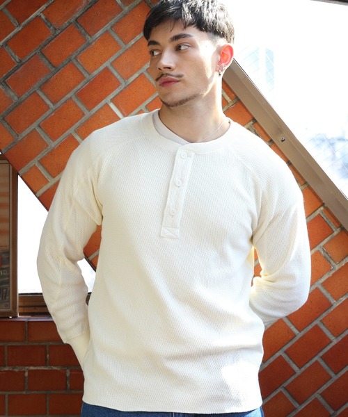 HOUSTON（ヒューストン）の「HOUSTON ヘンリーサーマル（Tシャツ/カットソー・メンズ・ネイビー/オフホワイト/ブラック/グレー・X-LARGE/XX-LARGE/MEDIUM/LARGE）」の2枚目の写真