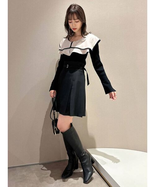 【紙タグ付】ニットコルセットレイヤードシャツ dazzlin（ダズリン）の「レイヤードパイピングニットトップス
