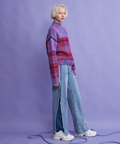 casane(カサネ)の「グラデーションラインニット(ニット/セーター・レディース・グレー/ピンク・FREE)」の15枚目の写真