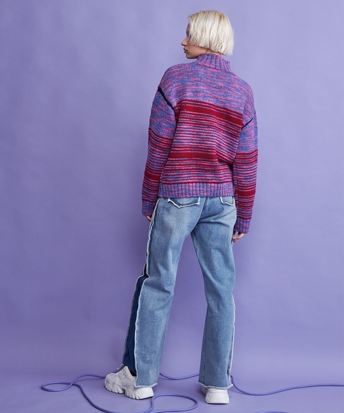 casane(カサネ)の「グラデーションラインニット(ニット/セーター・レディース・グレー/ピンク・FREE)」の18枚目の写真