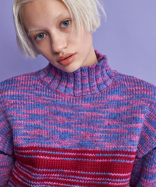 casane(カサネ)の「グラデーションラインニット(ニット/セーター・レディース・グレー/ピンク・FREE)」の10枚目の写真