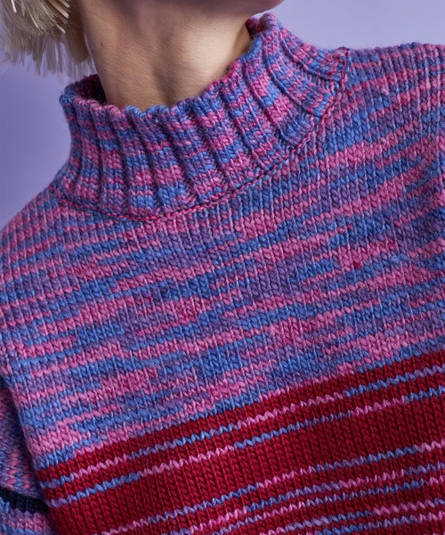 casane(カサネ)の「グラデーションラインニット(ニット/セーター・レディース・グレー/ピンク・FREE)」の12枚目の写真