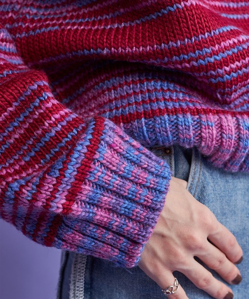 casane(カサネ)の「グラデーションラインニット(ニット/セーター・レディース・グレー/ピンク・FREE)」の14枚目の写真