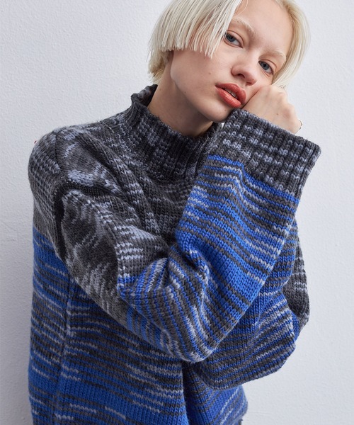 casane(カサネ)の「グラデーションラインニット(ニット/セーター・レディース・グレー/ピンク・FREE)」の19枚目の写真