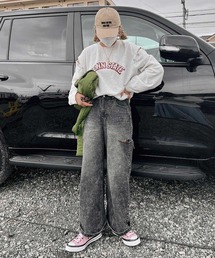 CORNERS | ハイウエストカットデザインルーズデニムパンツ【23ss】(デニムパンツ)