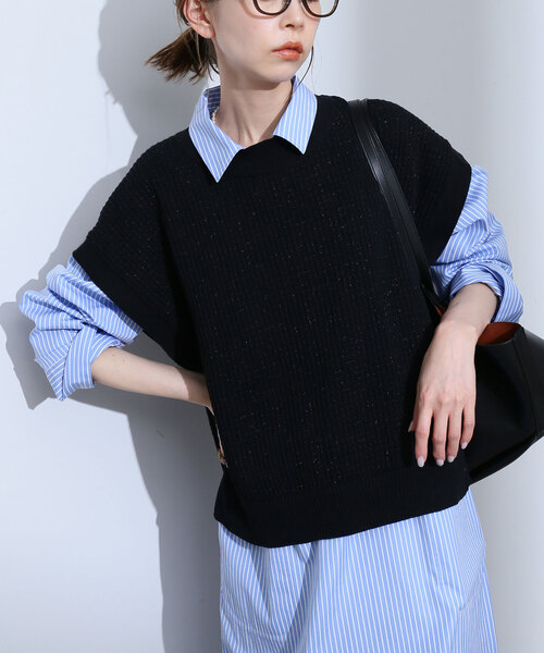 SLOBE IENA（スローブイエナ）の「ラメニットベスト（ベスト・レディース・ブラック・FREE）」の15枚目の写真