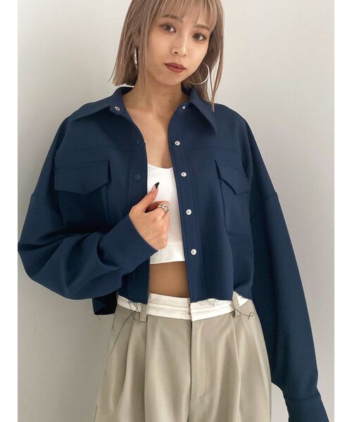 EMODA（エモダ）の「オーバークロップドシャツ（シャツ/ブラウス・レディース・ホワイト/ブラック/ブルー/その他・FREE）」の3枚目の写真