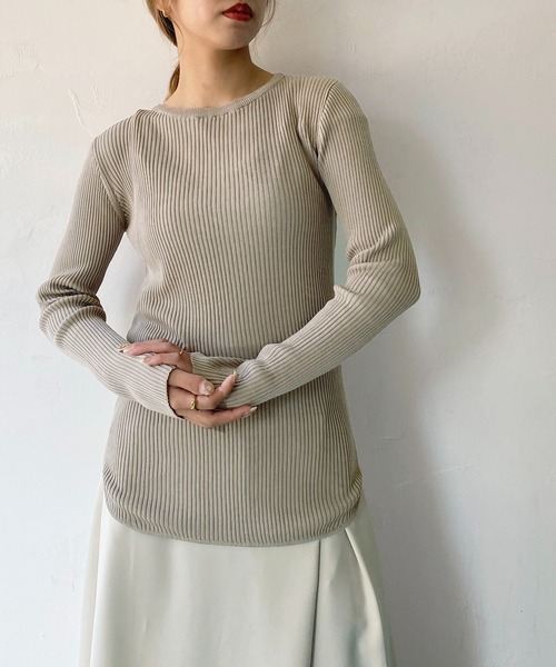 CLEIO（クレイオ）の「【CLEIO】2WAYデザインリブニット（ニット/セーター・レディース・ライトグリーン/グレイッシュベージュ/アイボリー・FREE）」の19枚目の写真