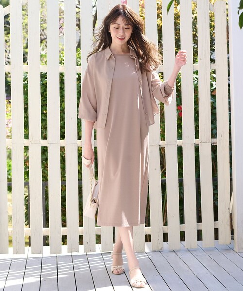 ANY SIS（エニィスィス）の「【美人百花6月号掲載】2SETシアーシャツ×ワンピース セット（セットアップ・レディース・ピンク系/ネイビー系・2/3/1）」の3枚目の写真