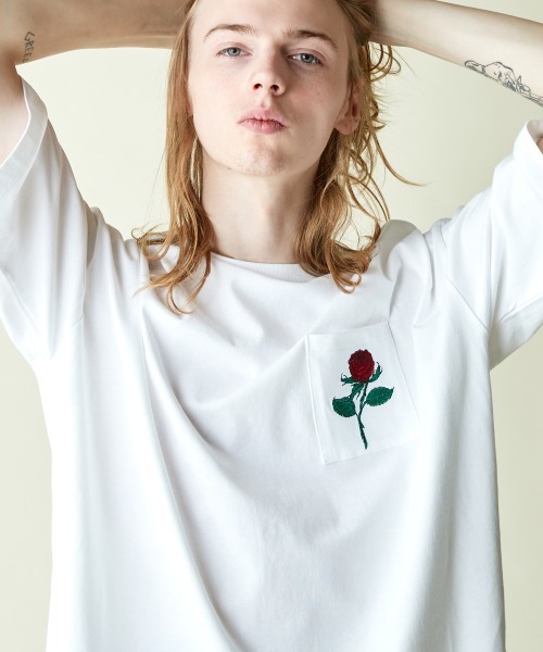 rehacer(レアセル)の「rehacer : Retro Rose Pocket CS / レトロ ローズポケット カットソー(Tシャツ/カットソー・メンズ・杢グレー/ホワイト/ブラック・SMALL/MEDIUM/LARGE/X-LARGE)」の9枚目の写真
