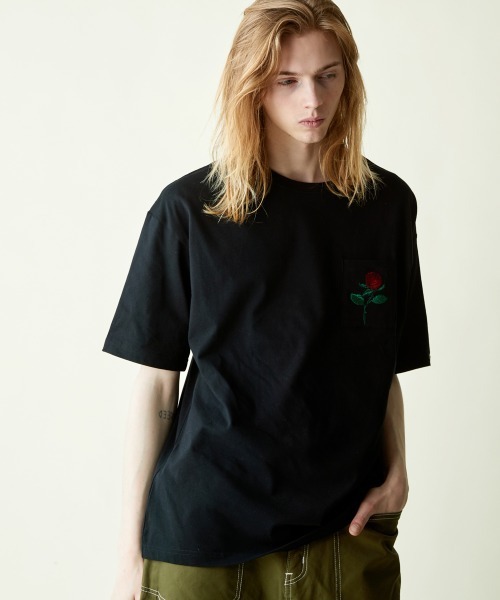 rehacer(レアセル)の「rehacer : Retro Rose Pocket CS / レトロ ローズポケット カットソー(Tシャツ/カットソー・メンズ・杢グレー/ホワイト/ブラック・SMALL/MEDIUM/LARGE/X-LARGE)」の6枚目の写真