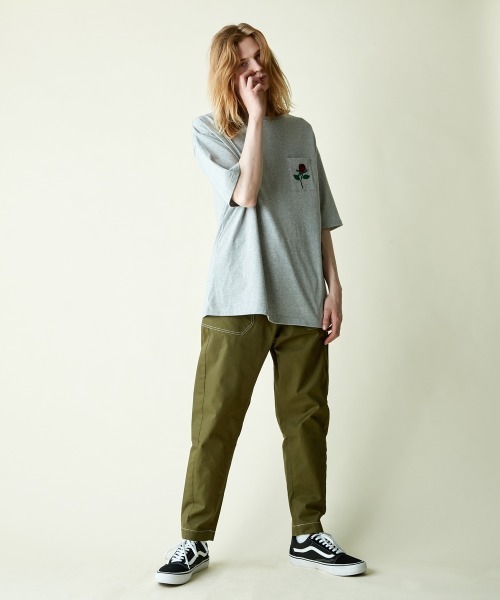 rehacer(レアセル)の「rehacer : Retro Rose Pocket CS / レトロ ローズポケット カットソー(Tシャツ/カットソー・メンズ・杢グレー/ホワイト/ブラック・SMALL/MEDIUM/LARGE/X-LARGE)」の8枚目の写真