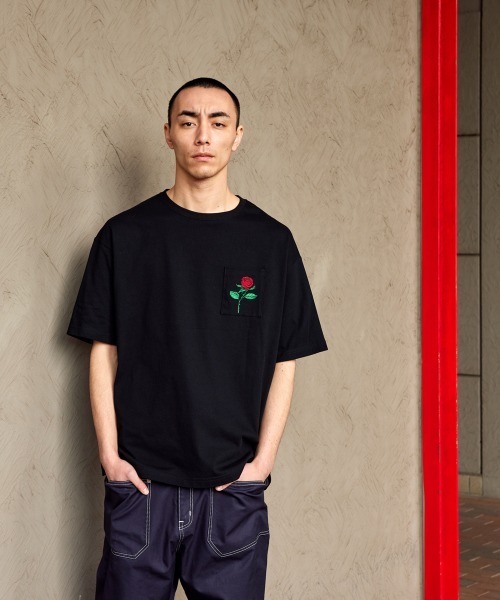 rehacer(レアセル)の「rehacer : Retro Rose Pocket CS / レトロ ローズポケット カットソー(Tシャツ/カットソー・メンズ・杢グレー/ホワイト/ブラック・SMALL/MEDIUM/LARGE/X-LARGE)」の16枚目の写真
