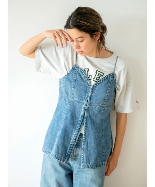 Russell Athletic（ラッセルアスレティック）の「RUSSELL別注 ショートTee（Tシャツ/カットソー・レディース・オフホワイト/ライトグレー/ネイビー・FREE）」の10枚目の写真