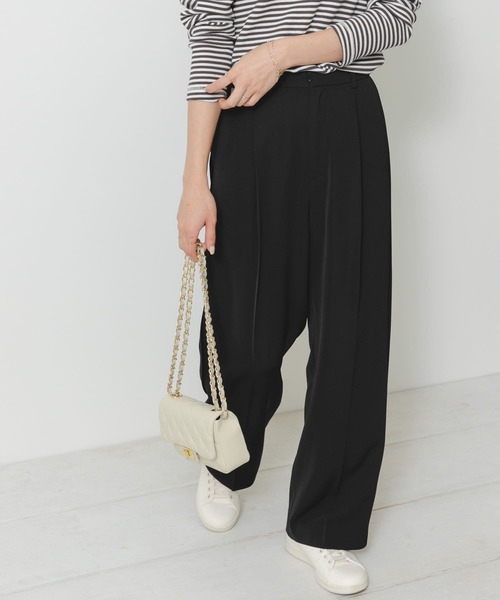 URBAN RESEARCH Sonny Label(アーバンリサーチサニーレーベル)の「ジョーゼットストレートパンツ(その他パンツ・レディース・ブラック/オフホワイト/グリーン・36/38)」の1枚目の写真