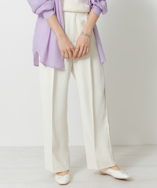 URBAN RESEARCH Sonny Label(アーバンリサーチサニーレーベル)の「ジョーゼットストレートパンツ(その他パンツ・レディース・ブラック/オフホワイト/グリーン・36/38)」の4枚目の写真
