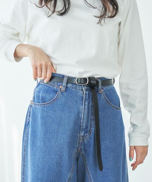 coen（コーエン）の「レザーピンレスナローベルト（ベルト・レディース・ダークブラウン/ブラック・FREE）」の7枚目の写真