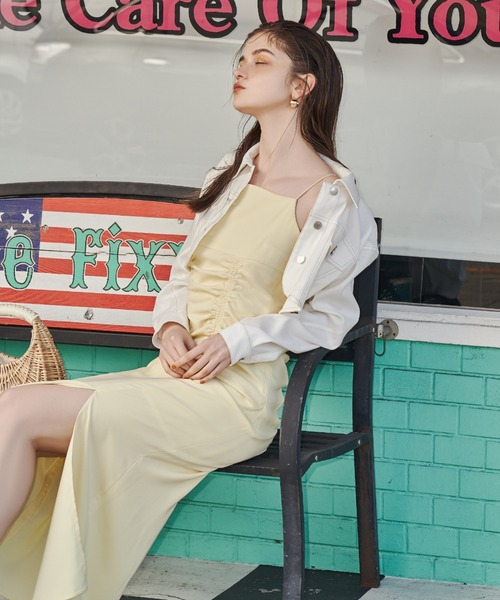 美品 eimy istoire ギャザースリーブボンディングAラインワンピース EIMY ISTOIRE（エイミーイストワール）の「ギャザースリーブ