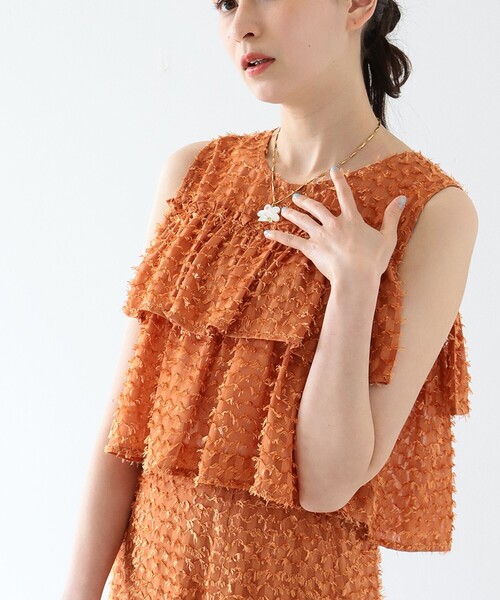 Ray BEAMS(レイビームス)の「Ray BEAMS / フリンジ ティアード ノースリーブ トップス(シャツ/ブラウス・レディース・ブラック/オレンジ・ONE SIZE)」の12枚目の写真