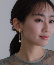 淡水 パール ×チェーンイヤリング 結婚式 同窓会 オケージョン お呼ばれ 