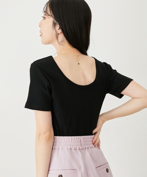 VIS（ビス）の「【洗える】【前後2WAY】テレコ半袖プルオーバー（Tシャツ/カットソー・レディース・ブラック/ブラウン系その他/ブルー系その他5/ホワイト・FREE）」の3枚目の写真