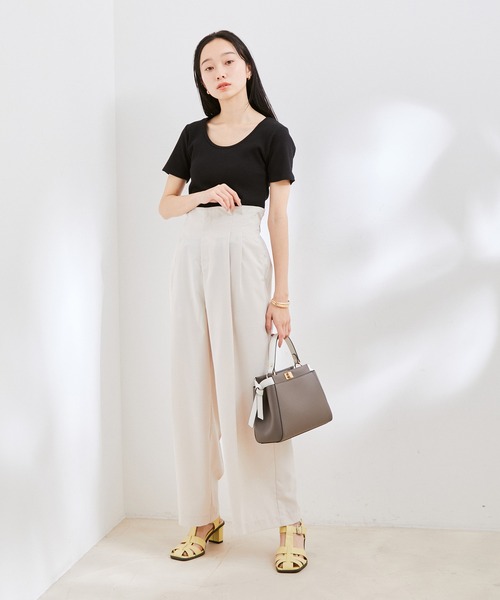 VIS（ビス）の「【洗える】【前後2WAY】テレコ半袖プルオーバー（Tシャツ/カットソー・レディース・ブラック/ブラウン系その他/ブルー系その他5/ホワイト・FREE）」の5枚目の写真