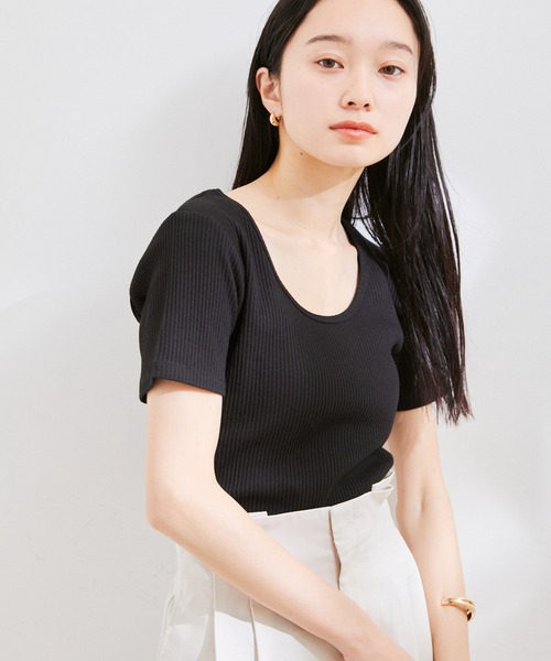 VIS（ビス）の「【洗える】【前後2WAY】テレコ半袖プルオーバー（Tシャツ/カットソー・レディース・ブラック/ブラウン系その他/ブルー系その他5/ホワイト・FREE）」の6枚目の写真