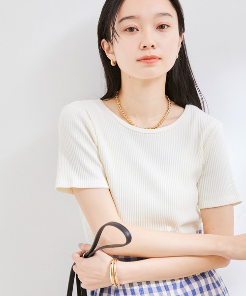 VIS（ビス）の「【洗える】【前後2WAY】テレコ半袖プルオーバー（Tシャツ/カットソー・レディース・ブラック/ブラウン系その他/ブルー系その他5/ホワイト・FREE）」の9枚目の写真