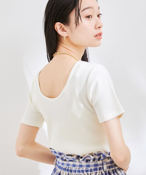 VIS（ビス）の「【洗える】【前後2WAY】テレコ半袖プルオーバー（Tシャツ/カットソー・レディース・ブラック/ブラウン系その他/ブルー系その他5/ホワイト・FREE）」の10枚目の写真