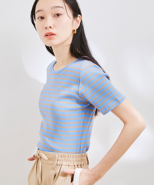 VIS（ビス）の「【洗える】【前後2WAY】テレコ半袖プルオーバー（Tシャツ/カットソー・レディース・ブラック/ブラウン系その他/ブルー系その他5/ホワイト・FREE）」の13枚目の写真