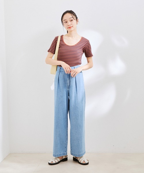 VIS（ビス）の「【洗える】【前後2WAY】テレコ半袖プルオーバー（Tシャツ/カットソー・レディース・ブラック/ブラウン系その他/ブルー系その他5/ホワイト・FREE）」の15枚目の写真