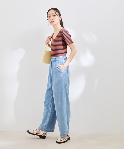 VIS（ビス）の「【洗える】【前後2WAY】テレコ半袖プルオーバー（Tシャツ/カットソー・レディース・ブラック/ブラウン系その他/ブルー系その他5/ホワイト・FREE）」の16枚目の写真