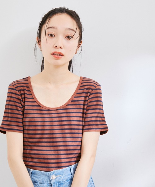 VIS（ビス）の「【洗える】【前後2WAY】テレコ半袖プルオーバー（Tシャツ/カットソー・レディース・ブラック/ブラウン系その他/ブルー系その他5/ホワイト・FREE）」の17枚目の写真