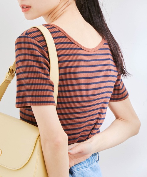 VIS（ビス）の「【洗える】【前後2WAY】テレコ半袖プルオーバー（Tシャツ/カットソー・レディース・ブラック/ブラウン系その他/ブルー系その他5/ホワイト・FREE）」の18枚目の写真