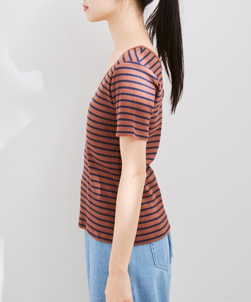 VIS（ビス）の「【洗える】【前後2WAY】テレコ半袖プルオーバー（Tシャツ/カットソー・レディース・ブラック/ブラウン系その他/ブルー系その他5/ホワイト・FREE）」の21枚目の写真