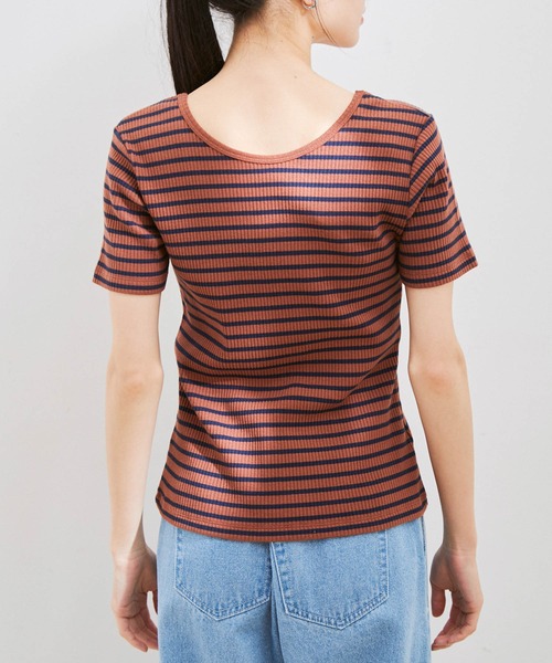 VIS（ビス）の「【洗える】【前後2WAY】テレコ半袖プルオーバー（Tシャツ/カットソー・レディース・ブラック/ブラウン系その他/ブルー系その他5/ホワイト・FREE）」の22枚目の写真