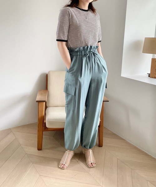 LOWRYS FARM（ローリーズファーム）の「シアーボーダーＴシャツ５Ｓ　195483（Tシャツ/カットソー・レディース・ホワイト/ブルー/ブラウン/ブラック・FREE）」の6枚目の写真