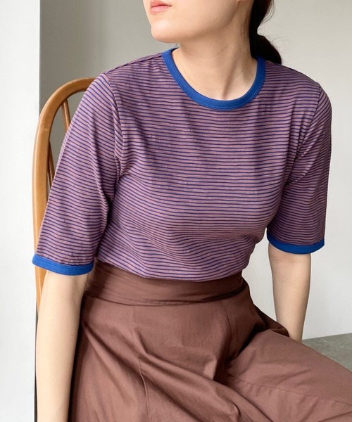 R❤︎. 様 LOWRYS FARM（ローリーズファーム）の「シアーボーダーTシャツ