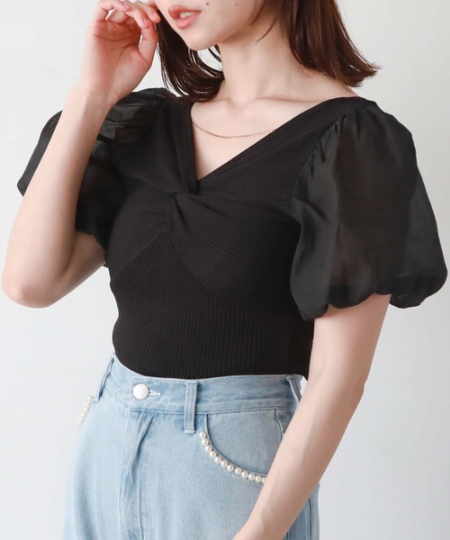 archives(アルシーヴ)の「2wayチェーンツイストドッキングニット(Tシャツ/カットソー・レディース・ブラック/オレンジ/オフホワイト・MEDIUM)」の18枚目の写真