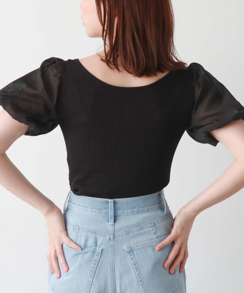 archives(アルシーヴ)の「2wayチェーンツイストドッキングニット(Tシャツ/カットソー・レディース・ブラック/オレンジ/オフホワイト・MEDIUM)」の5枚目の写真
