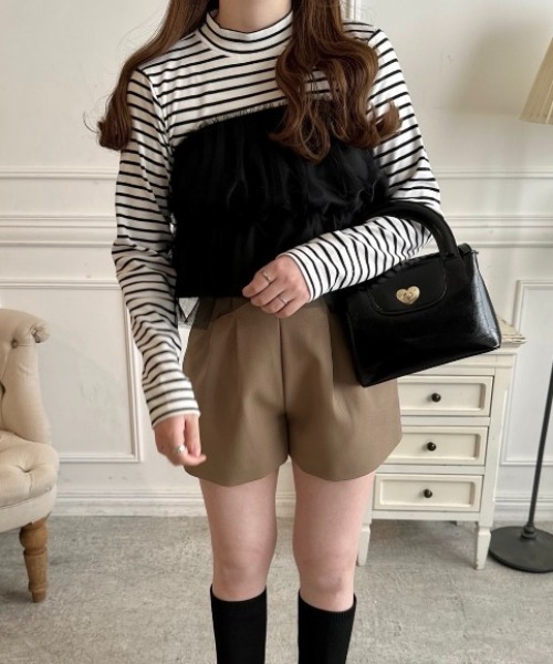 epa ハイウエストショートパンツ M 未使用 セール】【ウェスト細見えでスタイルアップ♪】ハイウエスト ショート