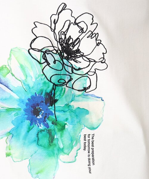 tk.TAKEO KIKUCHI（ティーケータケオキクチ）の「◆ウォーターフラワーTシャツ（Tシャツ/カットソー・メンズ・ブラック/ホワイト・02/01/03）」の4枚目の写真