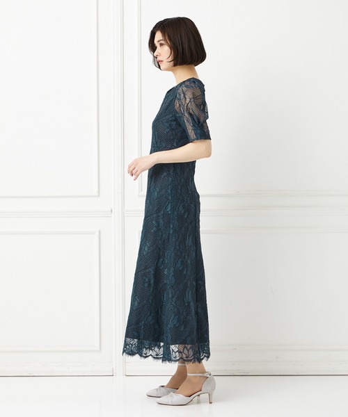 エメ　花柄レース パーティードレス ダークグリーン 特別な日のドレスブランドAIMER（エメ）