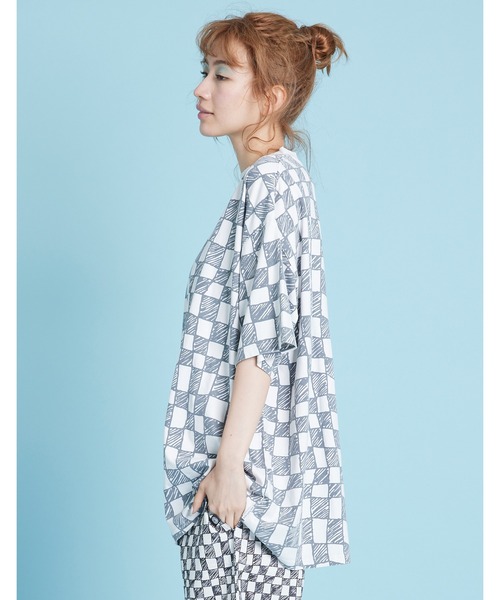 Little sunny bite（リトルサニーバイト）の「Checker big tee（Tシャツ/カットソー・レディース・ブラック/ピンク/グリーン・SMALL/MEDIUM）」の5枚目の写真