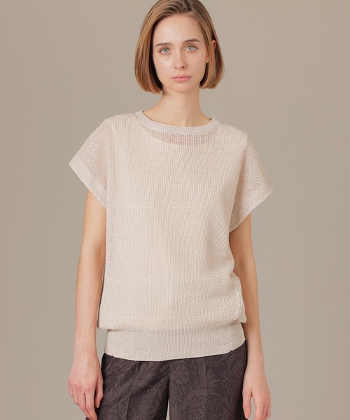 MACKINTOSH LONDON（マッキントッシュ ロンドン）の「グレーズ麻ベスト（ニット/セーター・レディース・ネイビー/イエロー/ベージュ系その他・38）」の2枚目の写真