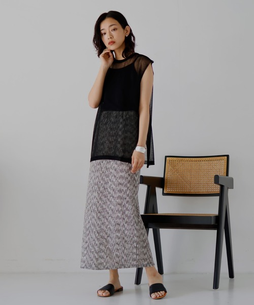  hellam（へラム）の「シアーニット ノースリタンク（ニット/セーター・レディース・ブラック/オフホワイト/ブラウン/グレー・FREE）」の7枚目の写真