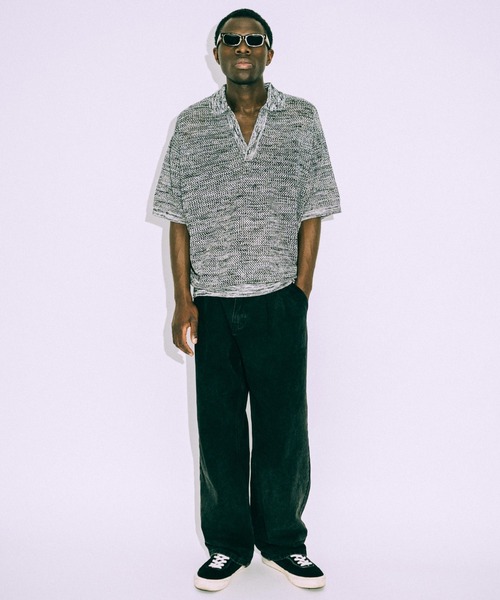 euan.（ユアン）の「euan.  メッシュ 透かし編み スキッパーニットポロシャツ（ポロシャツ・メンズ・ダークグリーン/ブラック・M/L）」の15枚目の写真